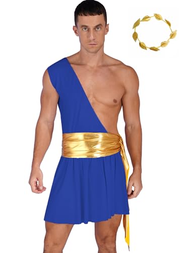 Mufeng Kaiser Kostüm Gladiator Krieger Einschulter Toga Griechischer Römischer Gott Cäsar Gewand Mit Goldenem Gürtel Mit Kopfbedeckung Karneval Cosplay Blau S Mufeng Kaiser Kostüm Gladiator Krieger Einschulter Toga Griechischer Römischer Gott Cäsar Gewand Mit Goldenem Gürtel Mit Kopfbedeckung Karneval Cosplay Blau S von Mufeng