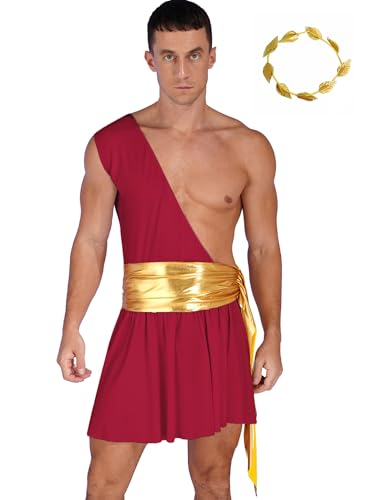 Mufeng Kaiser Kostüm Gladiator Krieger Einschulter Toga Griechischer Römischer Gott Cäsar Gewand Mit Goldenem Gürtel Mit Kopfbedeckung Karneval Cosplay Burgund S Mufeng Kaiser Kostüm Gladiator Krieger Einschulter Toga Griechischer Römischer Gott Cäsar Gewand Mit Goldenem Gürtel Mit Kopfbedeckung Karneval Cosplay Burgund S von Mufeng