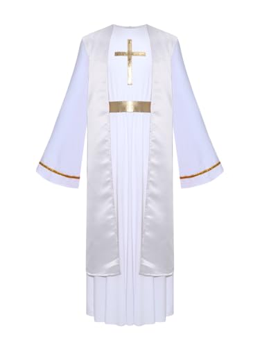 Mufeng Kinder Jungen Jesus Kostüm Krippenspiel Toga Gewand Griechischer Gott Robe Halloween Weihnachten Karneval Tanzkostüm Weiß 134-140 Mufeng Kinder Jungen Jesus Kostüm Krippenspiel Toga Gewand Griechischer Gott Robe Halloween Weihnachten Karneval Tanzkostüm Weiß 134-140 von Mufeng