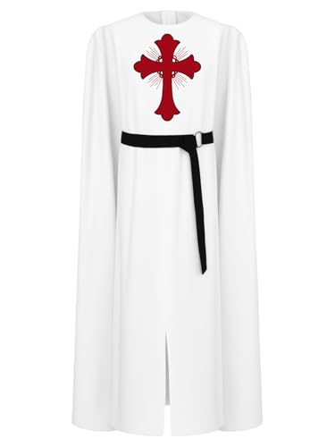 Mufeng Kinder Jungen Ritter Kostüm Gladiator Robe mit Umhang Mittelalter Krieger Kostüm Römer Kleidung Halloween Karneval Fasching Party Outfits Weiß 170-176 Mufeng Kinder Jungen Ritter Kostüm Gladiator Robe mit Umhang Mittelalter Krieger Kostüm Römer Kleidung Halloween Karneval Fasching Party Outfits Weiß 170-176 von Mufeng