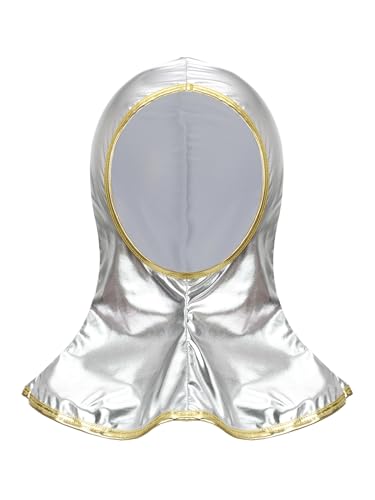 Mufeng Kinder Ritter Haube Mütze Silber Kettenhaube Mittelalter Kopfbedeckung Faschingsmütze Zubehör Für Jungen Mädchen Silber 122-128 von Mufeng