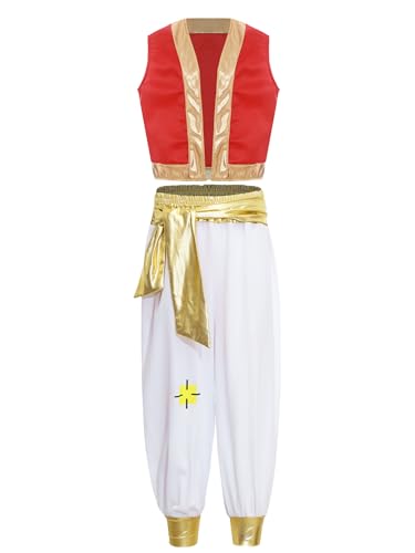 Mufeng Kleid Hoch Kostüm Aus Sultan Arabisch Für Kind Prinz Aladdin Weste Indisch Jacke Ohne Ärmel Und Hose Karneval Rot 170 Mufeng Kleid Hoch Kostüm Aus Sultan Arabisch Für Kind Prinz Aladdin Weste Indisch Jacke Ohne Ärmel Und Hose Karneval Rot 170 von Mufeng