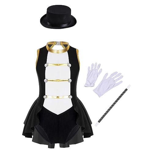 Mufeng Kostüm Domatrice Zirkus Mädchen 4 Teile Kleid Tutu + Hut + Zauberstab Handschuhe Karneval Halloween Verkleidung Kostüm Schwarz 146-152 Mufeng Kostüm Domatrice Zirkus Mädchen 4 Teile Kleid Tutu + Hut + Zauberstab Handschuhe Karneval Halloween Verkleidung Kostüm Schwarz 146-152 von Mufeng