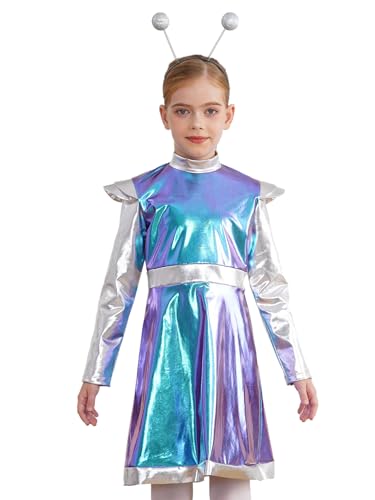 Mufeng Kostüm Weltraum Mädchen Kleid Außerirdischer Raum Silber Alien Haarband Mini Kleid Metallisch Glänzende Linie Karnevalskostüm Blau 170 Mufeng Kostüm Weltraum Mädchen Kleid Außerirdischer Raum Silber Alien Haarband Mini Kleid Metallisch Glänzende Linie Karnevalskostüm Blau 170 von Mufeng