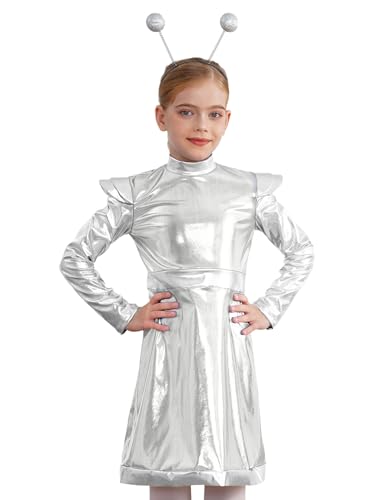Mufeng Kostüm Weltraum Mädchen Kleid Außerirdischer Raum Silber Alien Haarband Mini Kleid Metallisch Glänzende Linie Karnevalskostüm Silber 122-128 Mufeng Kostüm Weltraum Mädchen Kleid Außerirdischer Raum Silber Alien Haarband Mini Kleid Metallisch Glänzende Linie Karnevalskostüm Silber 122-128 von Mufeng