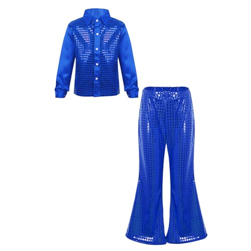 Mufeng Kunstturnanzug Für Kinder Und Jugendliche Mit Pailletten Langarmshirt Und Elefantenbeinhose Strass Latein Tangotanzkleid Blau 158-164 Mufeng Kunstturnanzug Für Kinder Und Jugendliche Mit Pailletten Langarmshirt Und Elefantenbeinhose Strass Latein Tangotanzkleid Blau 158-164 von Mufeng