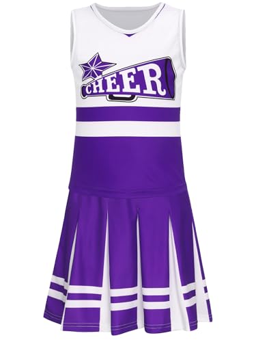 Mufeng Mädchen Cheer Leader Kostüm Ärmellos Cheerleading Uniform Tank Tops + Rock Cheer Kleid Halloween Karneval Fasching Party Outfits von Mufeng