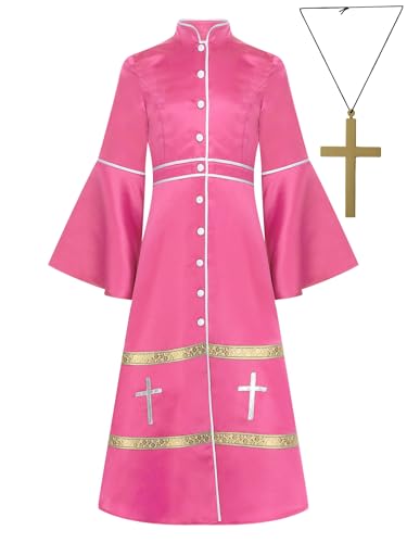 Mufeng Mädchen Priester Robe Mönch Gewand + Kreuzkette Mittelalter Kleid Renaissance Kleid Halloween Karneval Fasching Partykleid Hot Pink 158-164 Mufeng Mädchen Priester Robe Mönch Gewand + Kreuzkette Mittelalter Kleid Renaissance Kleid Halloween Karneval Fasching Partykleid Hot Pink 158-164 von Mufeng