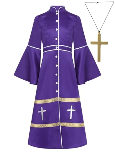 Mufeng Mädchen Priester Robe Mönch Gewand + Kreuzkette Mittelalter Kleid Renaissance Kleid Halloween Karneval Fasching Partykleid Lila 158-164 Mufeng Mädchen Priester Robe Mönch Gewand + Kreuzkette Mittelalter Kleid Renaissance Kleid Halloween Karneval Fasching Partykleid Lila 158-164 von Mufeng