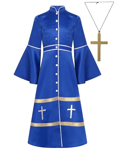 Mufeng Mädchen Priester Robe Mönch Gewand + Kreuzkette Mittelalter Kleid Renaissance Kleid Halloween Karneval Fasching Partykleid Royal Blau 158-164 Mufeng Mädchen Priester Robe Mönch Gewand + Kreuzkette Mittelalter Kleid Renaissance Kleid Halloween Karneval Fasching Partykleid Royal Blau 158-164 von Mufeng