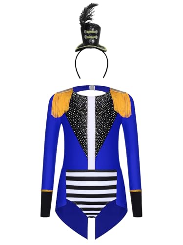 Mufeng Mädchen Zirkus Kostüm Zirkusdirektor Uniform Langarm Tanzbody mit Stirnband Circus Outfits Halloween Weihnachten Karneval Party Outfits Royal Blau Schwarz 122-128 Mufeng Mädchen Zirkus Kostüm Zirkusdirektor Uniform Langarm Tanzbody mit Stirnband Circus Outfits Halloween Weihnachten Karneval Party Outfits Royal Blau Schwarz 122-128 von Mufeng