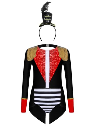 Mufeng Mädchen Zirkus Kostüm Zirkusdirektor Uniform Langarm Tanzbody mit Stirnband Circus Outfits Halloween Weihnachten Karneval Party Outfits Schwarz 122-128 Mufeng Mädchen Zirkus Kostüm Zirkusdirektor Uniform Langarm Tanzbody mit Stirnband Circus Outfits Halloween Weihnachten Karneval Party Outfits Schwarz 122-128 von Mufeng