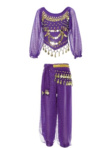 Mufeng Mädchenkostüm Indisches Arabisches Prinzessinnenkleid Pailletten Crop Top Mit Haremhosen Bauchtanzoutfit Karnevalskostüm Lila 134-152 Mufeng Mädchenkostüm Indisches Arabisches Prinzessinnenkleid Pailletten Crop Top Mit Haremhosen Bauchtanzoutfit Karnevalskostüm Lila 134-152 von Mufeng