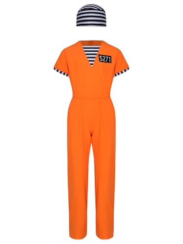 Mufeng Sträflingsoutfit Jungs Mädchen Kurzärmeliger Overall Mit Gestreifter Mütze Gefängniskostüm Häftling Sträfling Krimineller Maskenkostüme Orange 158-164 Mufeng Sträflingsoutfit Jungs Mädchen Kurzärmeliger Overall Mit Gestreifter Mütze Gefängniskostüm Häftling Sträfling Krimineller Maskenkostüme Orange 158-164 von Mufeng