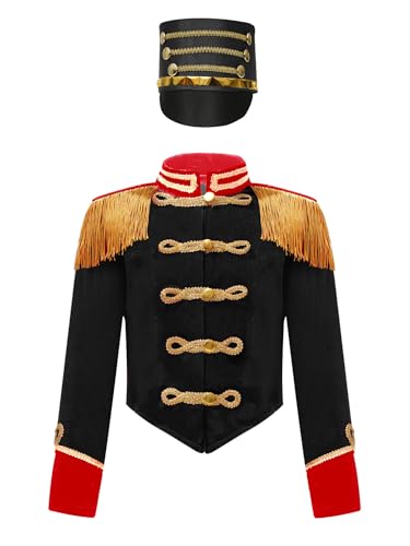 Mufeng Unisex Zirkusdirektorin Kostüm Kinder Kurze Jacke Mit Hut Mittelalterlicher Mantel Enger Punk Parade Jacke Schlagzeuger Kostüm Karneval Schwarz 134-140 Mufeng Unisex Zirkusdirektorin Kostüm Kinder Kurze Jacke Mit Hut Mittelalterlicher Mantel Enger Punk Parade Jacke Schlagzeuger Kostüm Karneval Schwarz 134-140 von Mufeng