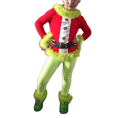 Weihnachtskostüm Grinch für Babys und Kinder, Grün, Wie der Grinch gestohlen hat, langärmelige Fleece-Plüschjacke und -hose, grünes Monster, lustiges Weihnachts-Cosplay-Kostüm (Red Green#2, 2-3T) Weihnachtskostüm Grinch für Babys und Kinder, Grün, Wie der Grinch gestohlen hat, langärmelige Fleece-Plüschjacke und -hose, grünes Monster, lustiges Weihnachts-Cosplay-Kostüm (Red Green#2, 2-3T) von Mugoebu