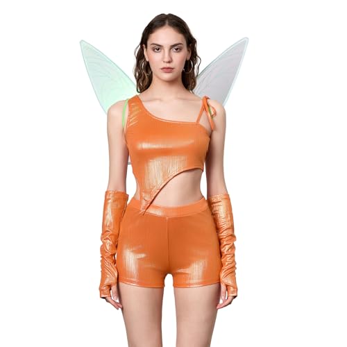 Mugoebu Damen Cosplay Kostüm-Set, Winx Club Feenkostüme für Frauen, Halloween, Karneval, Party, Rollenspiel, Orange, S von Mugoebu