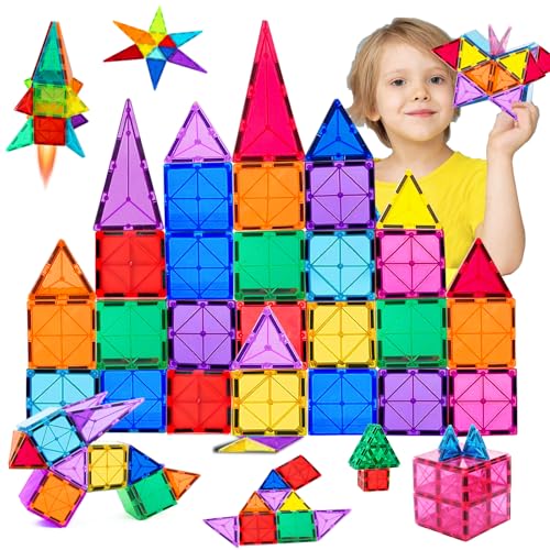 Magnetische Bausteine Spielzeug für 3 4 5 6 7 Jahre Mädchen Jungen Magnetbausteine Magnetspielzeug für Kinder Spielzeug Starke Magnetspiele Kreativität Geburtstag Geschenke ab 3 Jahre Junge Mädchen von Muitotir