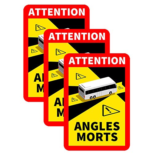 Fahrzeug-Aufkleber - Attention Angle Morts - Frankreich Hinweisschild Angles Morts, für schwere Fahrzeuge LKW oder Bus Warnung vor Totem Winkel (Bus, 6 PCS) von Muium(TM)