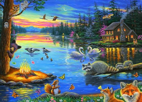 Puzzle 500 Teile – Puzzle für Erwachsene und Kinder ab 14 Jahren – Abend am See – Entworfen von Bridget Voth von Mulic