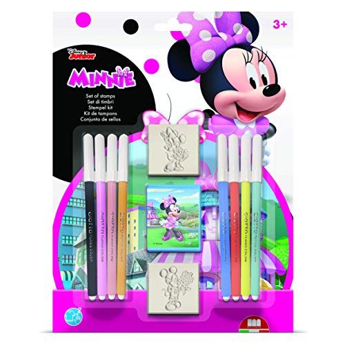 Multiprint Blister 2 Stempel für Kinder Disney Minnie, 100% Made in Italy, Benutzerdefinierte Stempelset Kinder, in Holz und Naturkautschuk, Ungiftige Waschbare Tinte, Geschenkidee, Art.26866 von Multiprint