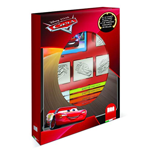 Multiprint Box 4 Stempel für Kinder Disney Cars, 100% Made in Italy, Benutzerdefinierte Stempelset Kinder, in Holz und Naturkautschuk, Ungiftige Waschbare Tinte, Geschenkidee, Art.27823 von Multiprint