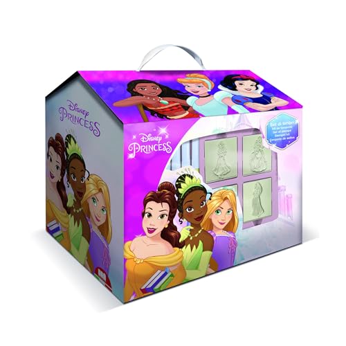 Multiprint Hütte 7 Stempel für Kinder Disney Princess, 100% Made in Italy, Benutzerdefinierte Stempelset Kinder, in Holz und Naturkautschuk, Ungiftige Waschbare Tinte, Geschenkidee, Art.09660 von Multiprint