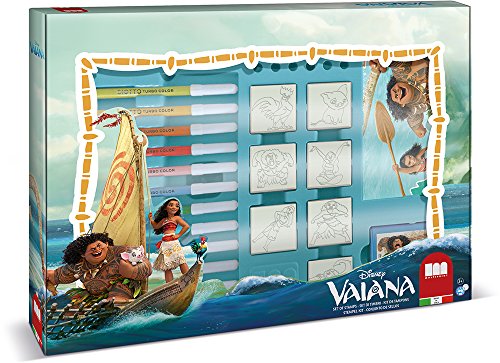 Multiprint Maxi Tasche 7 Stempel für Kinder Disney Oceania, 100% Made in Italy, Benutzerdefinierte Stempelset Kinder, in Holz und Naturkautschuk, Ungiftige Waschbare Tinte, Geschenkidee, Art.04911 von Multiprint