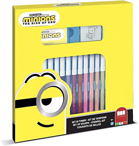 Multiprint Set 2 Stempel für Kinder und 18 Farbige Markierungen Minions 2, Made in Italy, Stempelset Kinder, in Holz und Naturkautschuk, Ungiftige Waschbare Tinte, Geschenkidee, Art.86896 Multiprint Set 2 Stempel für Kinder und 18 Farbige Markierungen Minions 2, Made in Italy, Stempelset Kinder, in Holz und Naturkautschuk, Ungiftige Waschbare Tinte, Geschenkidee, Art.86896 von Multiprint