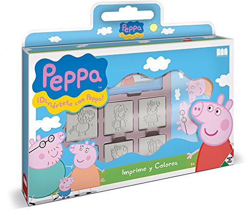 Multiprint Tasche 7 Stempel für Kinder Peppa Pig, 100% Made in Italy, Benutzerdefinierte Stempelset Kinder, in Holz und Naturkautschuk, Ungiftige Waschbare Tinte, Geschenkidee, Art.07875 von Multiprint