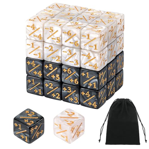 MumdoYAL 48 PCS Würfel Zähler（Schwarz+Weiß）mit Aufbewahrungsbeuteln ， Kompatibel mit MTG, CCG, Kartenspiel Zubehör von MumdoYAL