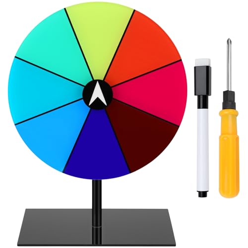 Mumjooyi Glücksrad zum Drehen 8 Slots Glücksrad zum Selbstgestalten Gluecksrad Gluecksrad Mehrzweck mit Ständer Farbe Tisch-Roulette-Spinner für Lotteriespiele Wortspiele Karneval Party von Mumjooyi