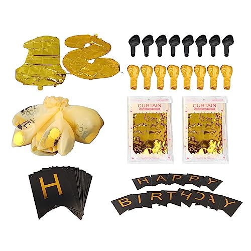 Gold-schwarzes Geburtstags-Luftballon-Set, 18. Happy Birthday Party-Dekorationen, DIY-Party-Dekor-Set, Folienballons, Partyzubehör für Zuhause und Drinnen von Mumusuki
