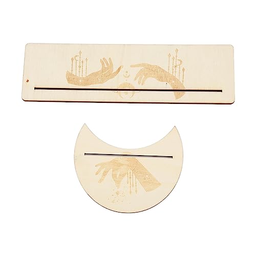 Mumusuki 2 Stück Tarotkartenständer aus Holz, Mondform und Rechteckiger Tarotkartenständer aus Holz, Mondphasenkartenständer, Tarotzubehör für Hexen-Wahrsagungswerkzeuge (Typ C) von Mumusuki