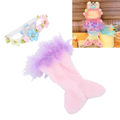 Mumusuki Puppenkleid aus Hochwertigem Stoff mit Fischschwanz, Bezaubernder Kopfbedeckung, Schnelles Anziehen, Farbenfrohe Bikini-Bademode von Mumusuki