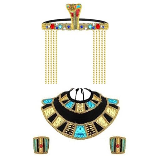 Mumuve Ägyptisches Kostüm Für Damen Inklusive Ägyptischer Prinzessin Stirnbänder Schlangen Kopfbedeckung Ägyptischer Gürtel Armbänder Für Halloween Ägyptisch von Mumuve