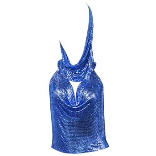 Mumuve Damen-Camisole mit Pailletten, 2-teiliges Outfit, rückenfreies Oberteil und Kopftuch, metallischer Club-Körper Mumuve Damen-Camisole mit Pailletten, 2-teiliges Outfit, rückenfreies Oberteil und Kopftuch, metallischer Club-Körper von Mumuve