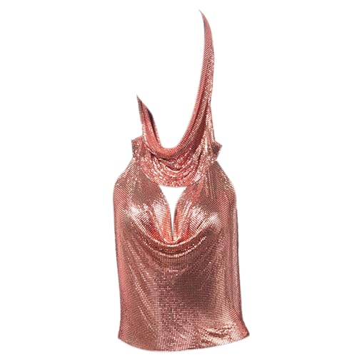 Mumuve Damen-Camisole mit Pailletten, 2-teiliges Outfit, rückenfreies Oberteil und Kopftuch, metallischer Club-Körper Mumuve Damen-Camisole mit Pailletten, 2-teiliges Outfit, rückenfreies Oberteil und Kopftuch, metallischer Club-Körper von Mumuve