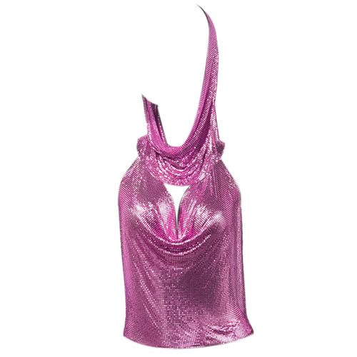 Mumuve Damen-Camisole mit Pailletten, 2-teiliges Outfit, rückenfreies Oberteil und Kopftuch, metallischer Club-Körper Mumuve Damen-Camisole mit Pailletten, 2-teiliges Outfit, rückenfreies Oberteil und Kopftuch, metallischer Club-Körper von Mumuve