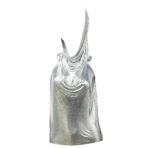 Mumuve Damen-Camisole mit Pailletten, 2-teiliges Outfit, rückenfreies Oberteil und Kopftuch, metallischer Club-Körper Mumuve Damen-Camisole mit Pailletten, 2-teiliges Outfit, rückenfreies Oberteil und Kopftuch, metallischer Club-Körper von Mumuve