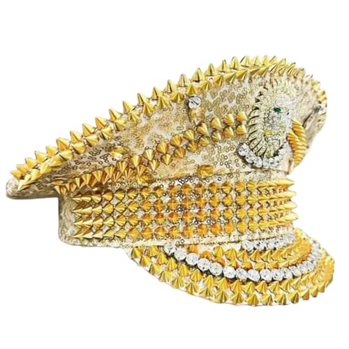 Mumuve Elegante goldfarbene Pailletten verzierte Kappen mit funkelnden Strasssteinen und Pailletten für Cosplay-Partys und Festivalversammlungen Mumuve Elegante goldfarbene Pailletten verzierte Kappen mit funkelnden Strasssteinen und Pailletten für Cosplay-Partys und Festivalversammlungen von Mumuve