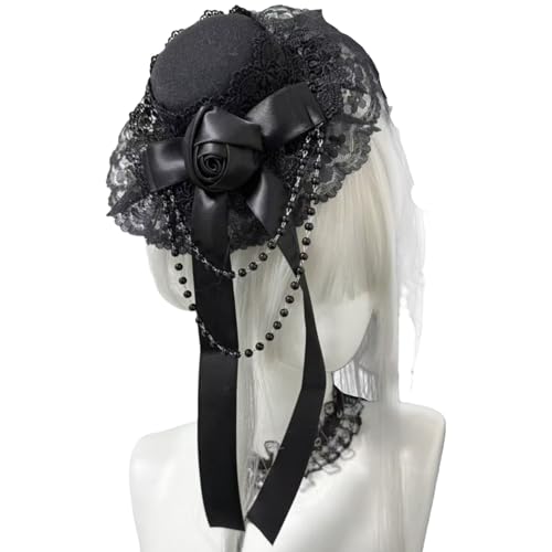 Mumuve Gotik Lolitas Kopfschmuck, Blume, Spitze, Perlen, Kopfbedeckung, Subkulturen, Haarschmuck, Zylinder, Haarspangen für Damen und Mädchen, Lolitas Kopfschmuck Mumuve Gotik Lolitas Kopfschmuck, Blume, Spitze, Perlen, Kopfbedeckung, Subkulturen, Haarschmuck, Zylinder, Haarspangen für Damen und Mädchen, Lolitas Kopfschmuck von Mumuve