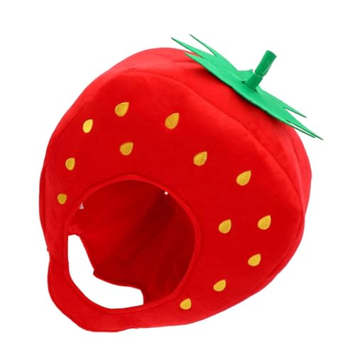 Mumuve Plüsch-Erdbeerhut, lustige Erdbeermütze, Erdbeer-Kopfbedeckung für Halloween, Party, Verkleidung, Cosplay, Kostüm, Plüsch-Erdbeerhut von Mumuve