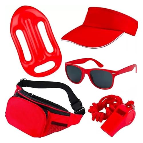 Mumuve Wächter-Kostüm-Zubehör, Rettungsschwimmer-Outfit, Sonnenbrille, Fannys, Schwimmer, Pfeifen, Rettungsschwimmer Hut, Halloween, Cosplay, Party-Outfits von Mumuve