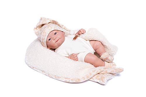 Puppen Guca - Neugeborene Neugeborene mit Strampler und Kuscheldecke beige 25 cm, Mehrfarbig (931) von Muñecas Guca