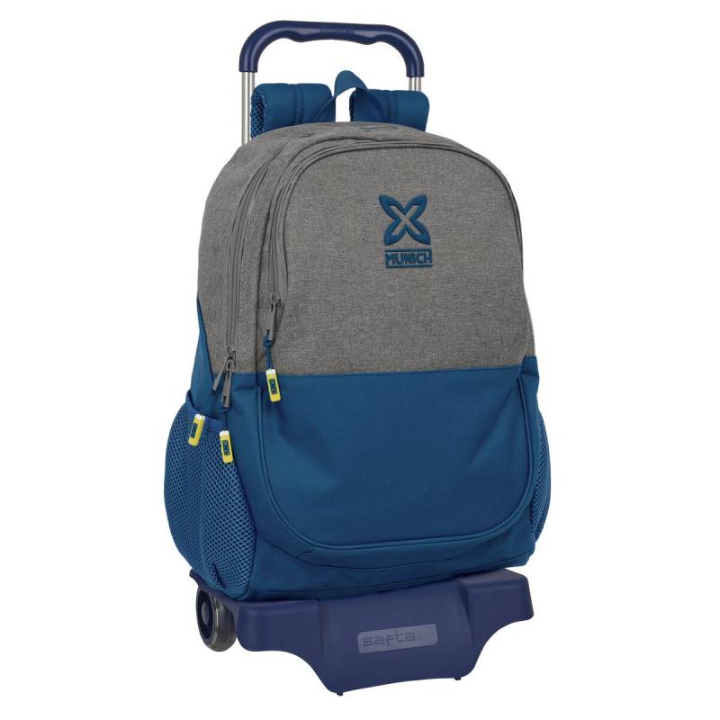 Schulrucksack mit Rädern Munich Street Blau Grau 32 x 44 x 16 cm von Munich