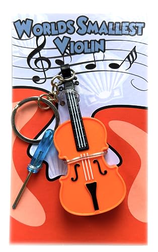 MunnyGrubbers,World's Smallest Violine Schlüsselanhänger spielbar mit Musik,Mini Tiny Violine,Boohoo, Send Your Friend Your Condolences,Meme,Neuheit,Strich,Gag,Lustig,Witz,Geschenk,Spielzeug von MunnyGrubbers