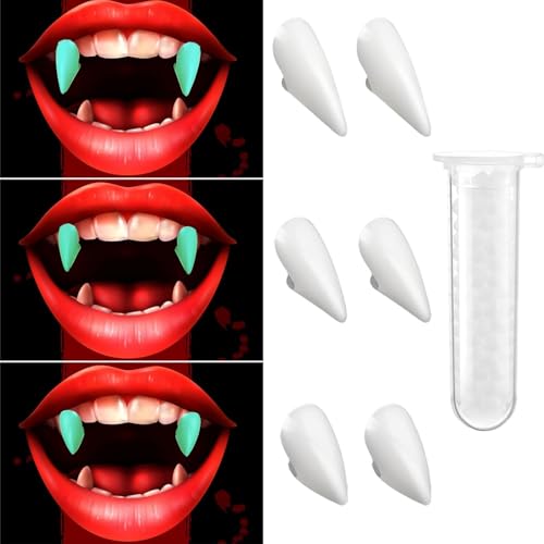 3 Paar Vampirzähne mit Selbstklebenden Zahn-Kits, im Dunkeln Leuchtende Künstliche Zähne, Halloween-Zombie-Kostüm, Cosplay-Zubehör, Party-Requisite, Dekoration in 3 Größen 3 Paar Vampirzähne mit Selbstklebenden Zahn-Kits, im Dunkeln Leuchtende Künstliche Zähne, Halloween-Zombie-Kostüm, Cosplay-Zubehör, Party-Requisite, Dekoration in 3 Größen von Mupkvy