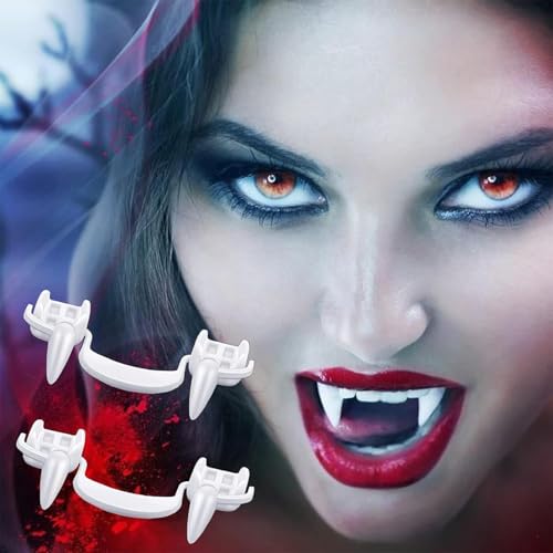 Einziehbare Vampirzähne für Halloween, 2 Stück Gruselige Vampirzähne aus Kunststoff, Falsche Reißzähne Weiße Horror-Zähne für Cosplay-Party-Requisiten, Halloween Party Reißzähne Einziehbare Vampirzähne für Halloween, 2 Stück Gruselige Vampirzähne aus Kunststoff, Falsche Reißzähne Weiße Horror-Zähne für Cosplay-Party-Requisiten, Halloween Party Reißzähne von Mupkvy