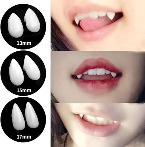 Halloween Vampirzähne, 3 Paar Horror Falschzähne, Vampir Zähne für Halloween, Vampir-Kostüm Accessoires, Party-Gastgeschenke, 17 mm, 15 mm, 13 mm Halloween Vampirzähne, 3 Paar Horror Falschzähne, Vampir Zähne für Halloween, Vampir-Kostüm Accessoires, Party-Gastgeschenke, 17 mm, 15 mm, 13 mm von Mupkvy